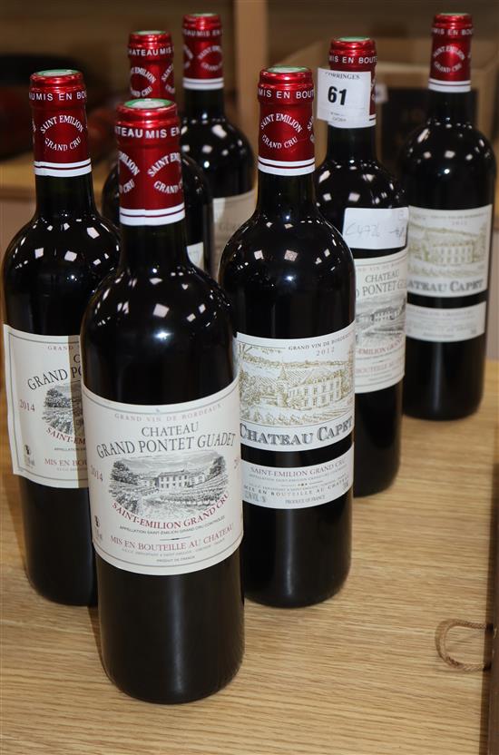 Four bottles of Chateau Grand Pontet Guadet St Emilion grand cru, 2014 and three bottles Chateau Caper Saint Semilion grand cru 2012 (7
